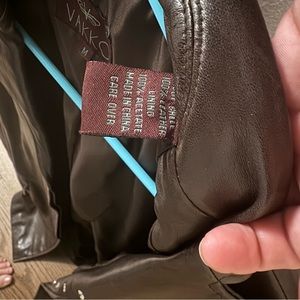 Vakko 100% leather dress coat.